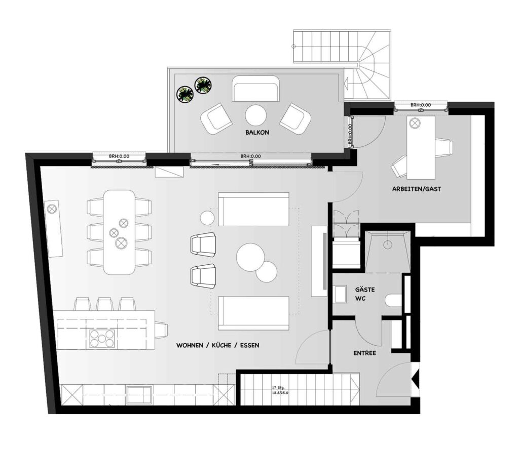Gartenwohnung I - Grundriss zweite Ebene