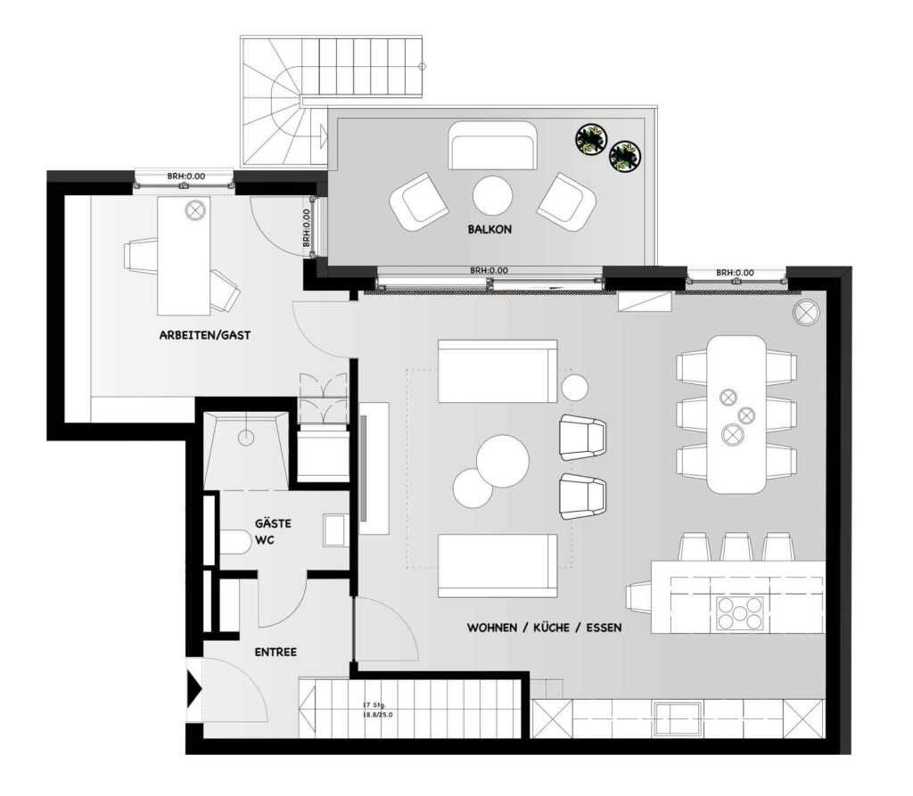 Gartenwohnung II - Grundriss zweite Ebene